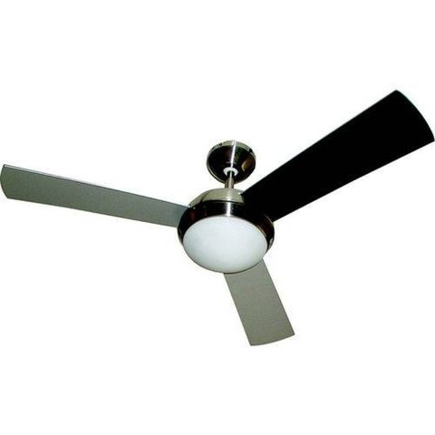 Ventilador de Teto Hl-61 de Parede 1 Lâmpada E-27 3 Pás Mogno / Cinza 220V Escovado