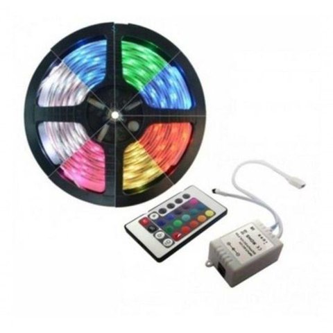 Fita Led Ultra Fina 5m Rgb 2835 Smd Prova D'agua + Controle