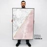 Quadro Decorativo Caixa Alta com Vidro Geométrico Mármore Branco e Rosa TaColado Moldura Preta 120 x - 2