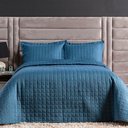 Ver imagem 2 de Kit Cobre Leito Milano Queen Micropercal 300 Fios Matelado Colcha 3 Peças Azul Marinho