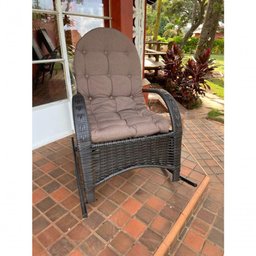 Cadeira Balanço Poltrona Descanso com Almofada Ergonômica Cinza - 5