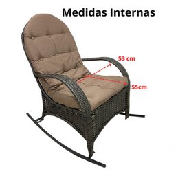 Cadeira Balanço Poltrona Descanso com Almofada Ergonômica Cinza - 3