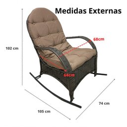 Cadeira Balanço Poltrona Descanso com Almofada Ergonômica Cinza - 2