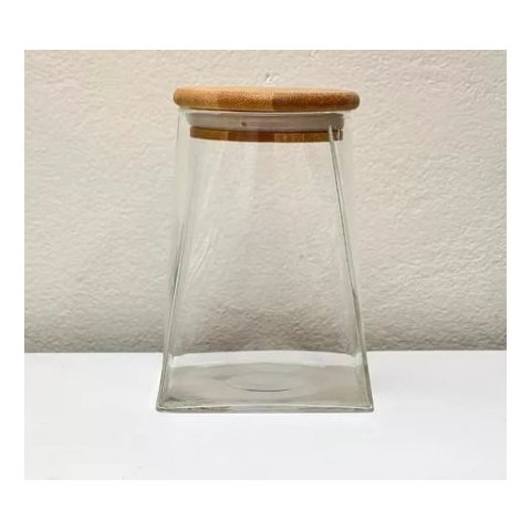 Pote 750ml Vidro Borossilicato Scalene Tampa Bambu Mimo Mimo Style
