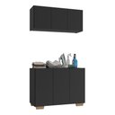 Ver imagem 1 de Conjunto Lavanderia Multiuso Armário Aéreo e Balcão 3 Portas Multimóveis Mp5051 Preto/natural