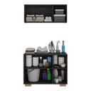 Ver imagem 4 de Conjunto Lavanderia Multiuso Armário Aéreo e Balcão 3 Portas Multimóveis Mp5051 Preto/natural