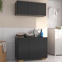 Ver imagem 2 de Conjunto Lavanderia Multiuso Armário Aéreo e Balcão 3 Portas Multimóveis Mp5051 Preto/natural