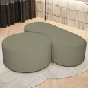 Ver imagem 1 de Kit Puff Redondo Lola e Puff Recamier Orgânico Orbit W01 Bouclê Oliva - Lyam Decor