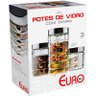 Conjunto Potes de Vidro 3 Peças (Bolinhas) - Euro Home - 2
