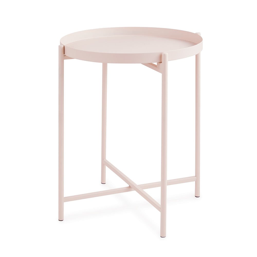 Mesa Lateral Pop Redonda Nude - 43x38cm | MadeiraMadeira