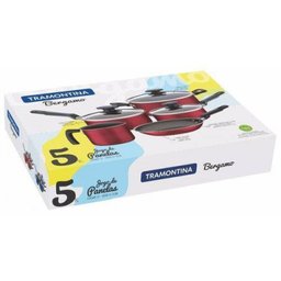 Conjunto de Panelas Alumínio Antiaderente 5 Peças Bergamo Tramontina Vermelho - 4