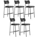 Ver imagem 1 de Kit 05 Banquetas Alta Bar Cozinha Sala de Jantar Preto Melina L02 Couríssimo Preto - Lyam Decor