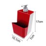 Dispenser para Detergente com Porta Esponja - Branco/Vermelho - 4