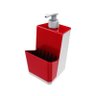 Dispenser para Detergente com Porta Esponja - Branco/Vermelho - 1