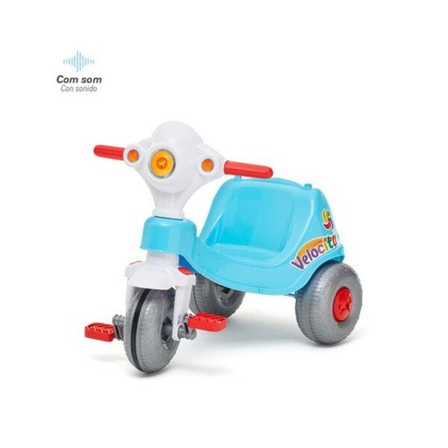 Triciclo Infantil Com Empurrador Velocita Classic Azul - Bom Preço Magazine