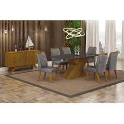 Sala de Jantar Completa com 6 Cadeiras 1,80x0,90m - Ilhéus - Leifer Móveis - 1