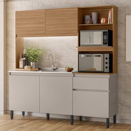 Cozinha Compacta Amaranto 5 Portas e 1 Gaveta Amêndola Touch/nude Prime Tx - Demóbile - 2