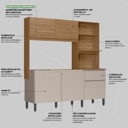 Cozinha Compacta Amaranto 5 Portas e 1 Gaveta Amêndola Touch/nude Prime Tx - Demóbile - 4