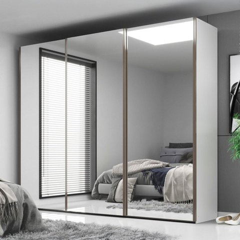 Guarda Roupa Veneto Mdf 3 Portas com Espelho 274,5x230cm Branco 1000
