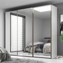 Ver imagem 1 de Guarda Roupa Veneto Mdf 3 Portas com Espelho 274,5x230cm Branco 1000