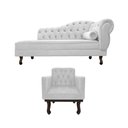 Ver imagem 3 de Kit Diva Recamier Juliana 160cm Lado Esquerdo e 01 Poltrona Classic Suede Branco - Amarena Móveis