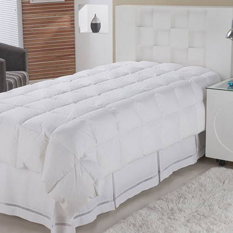 Edredom Solteiro de Fibra Siliconizada Branco Percal 233 Fios