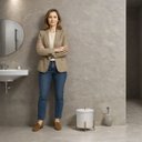 Ver imagem 4 de Kit Lixeira Branca com Dourado Porta Papel e Porta Toalha Dourada - Edecasamovies