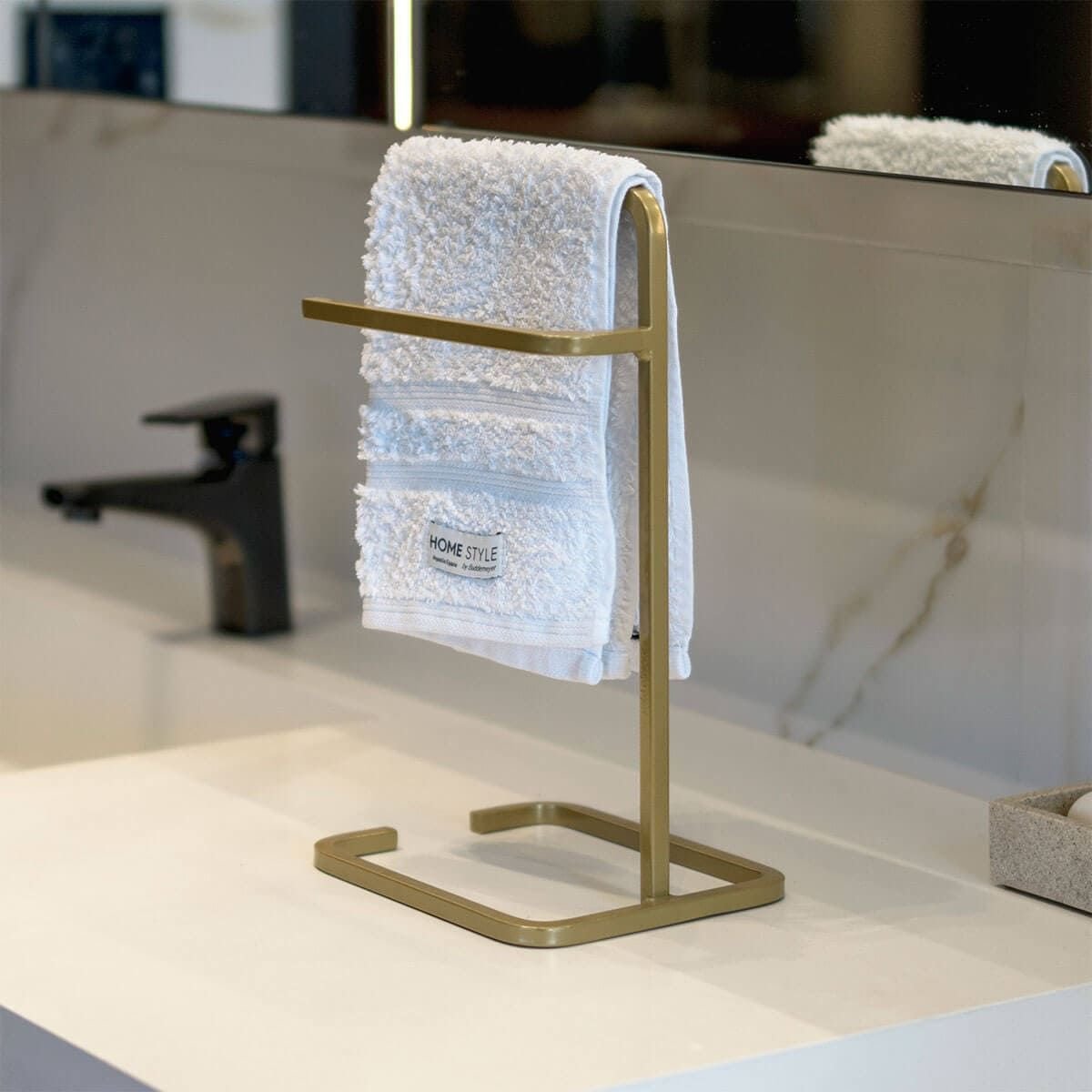 Kit Lixeira Branca com Dourado Porta Papel e Porta Toalha Dourada - Edecasamovies - 15