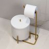 Kit Lixeira Branca com Dourado Porta Papel e Porta Toalha Dourada - Edecasamovies - 9