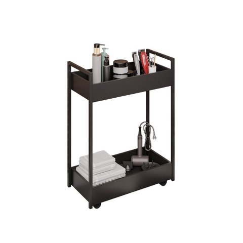 Carrinho de Apoio Estética Salão Industrial 2 Prateleiras Orla Preto/pto M13 - D'Rossi