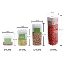 Conjunto Pote Hermetico Armazenar Alimentos 4 Tamanhos:preto - 4