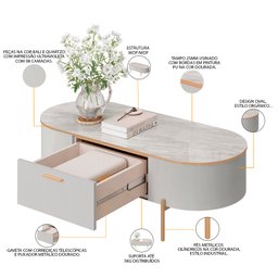 Aparador Beca e Mesa de Centro Giverny Orgânico Industrial D05 Bali Quartzo - Lyam Decor - 8