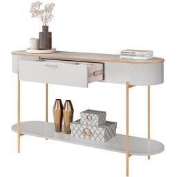 Aparador Beca e Mesa de Centro Giverny Orgânico Industrial D05 Bali Quartzo - Lyam Decor - 11