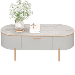 Aparador Beca e Mesa de Centro Giverny Orgânico Industrial D05 Bali Quartzo - Lyam Decor - 6