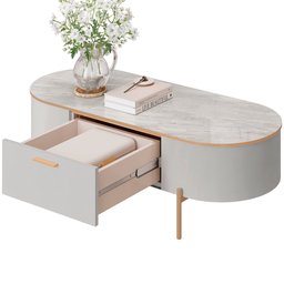 Aparador Beca e Mesa de Centro Giverny Orgânico Industrial D05 Bali Quartzo - Lyam Decor - 12