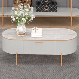 Aparador Beca e Mesa de Centro Giverny Orgânico Industrial D05 Bali Quartzo - Lyam Decor - 4