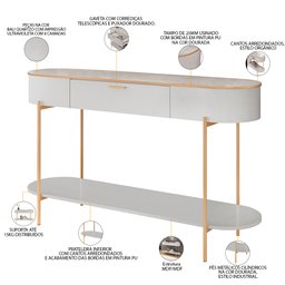 Aparador Beca e Mesa de Centro Giverny Orgânico Industrial D05 Bali Quartzo - Lyam Decor - 7