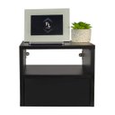 Ver imagem 3 de Mesa de Cabeceira Criado Preto 30cm Estilo Suspensa com Gaveta Inferior e Nicho para Quarto