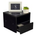 Ver imagem 1 de Mesa de Cabeceira Criado Preto 30cm Estilo Suspensa com Gaveta Inferior e Nicho para Quarto