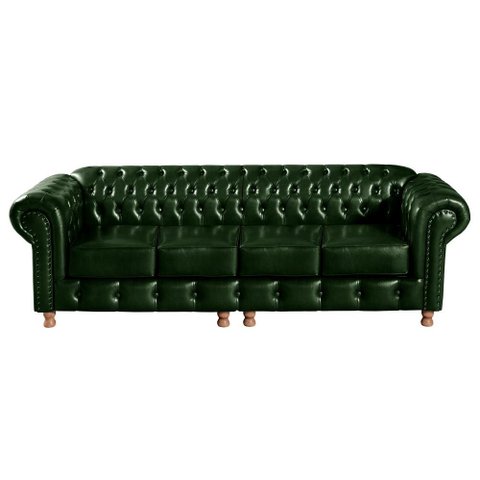 Sofá Chesterfield Luis Xv 4 Lugares Decoração Retrô Vintage - Couríssimo Verde 075