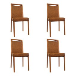 Kit 4 Cadeiras de Jantar Estofadas Jade Couro Pu Caramelo Base Madeira Maciça Mel - 2