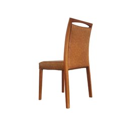 Kit 4 Cadeiras de Jantar Estofadas Jade Couro Pu Caramelo Base Madeira Maciça Mel - 4