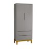 Jogo de Quarto Infantil Classic Guarda Roupa 2 Portas e Cômoda 6 Gavetas Cinza Fosco com Pés Amadeir - 2