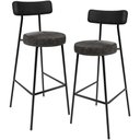 Ver imagem 1 de Kit 02 Banquetas Alta Bar Cozinha Sala De Jantar Milão L02 Couríssimo Preto Linho Chumbo - Lyam