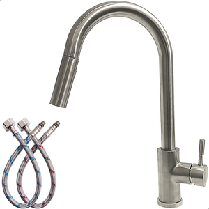 Torneira de Cozinha Escovada Inox Gourmet Quente Fria Mesa Arejador Extensivo Monocomando Misturador