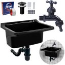 Ver imagem 1 de Tanque de Plástico 34l para Lavanderia Preto + Sifão Copo Universal Sanfonado + Fita Veda Rosca + To