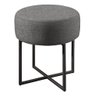 Puff Confortável Estofado Linho Base de Metal Preta - Estelar - Cinza - 1