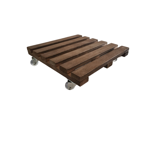 Suporte Vaso Quadrado 34cm Roda Gel Mogno