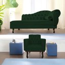 Ver imagem 1 de Kit Diva Recamier Juliana 160cm Lado Esquerdo e 01 Poltrona Classic Suede Verde - Amarena Móveis