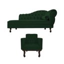 Ver imagem 3 de Kit Diva Recamier Juliana 160cm Lado Esquerdo e 01 Poltrona Classic Suede Verde - Amarena Móveis